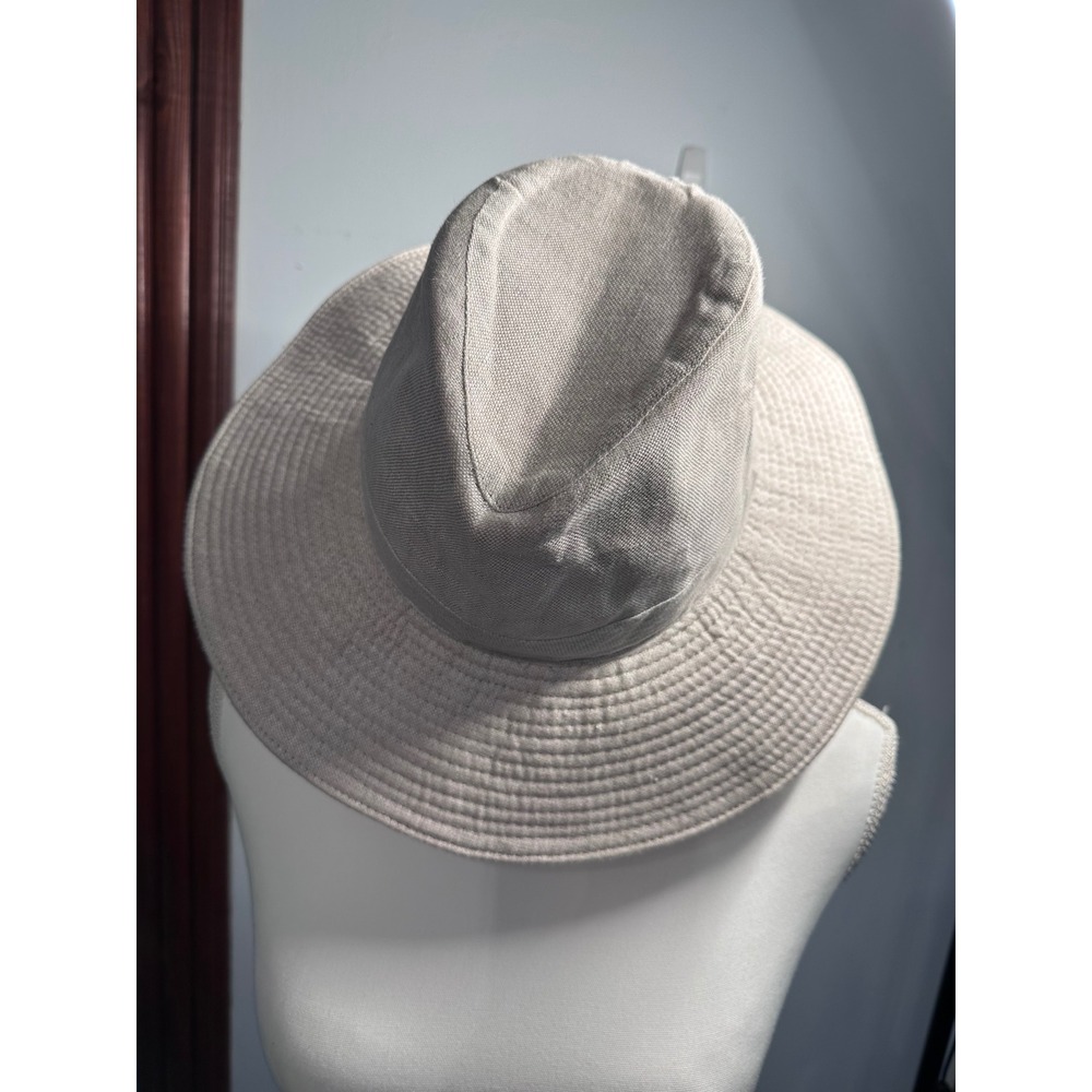 Ismeralda Italy Pure Linen Wide Brim Sun Hat Beige Artisan Fedora Made in Italy